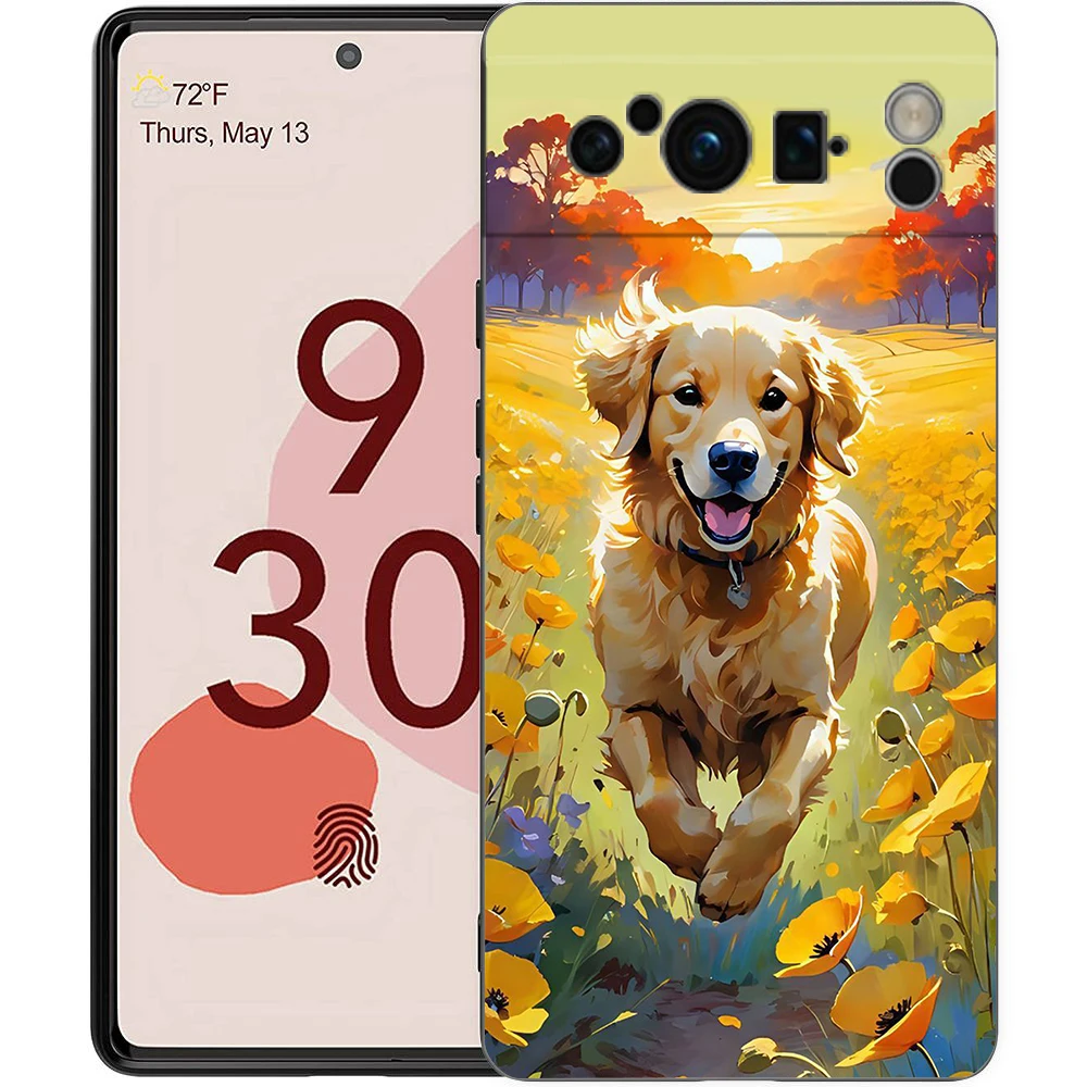 Perilla de perro para Google Pixel 8 Pro funda de teléfono Pixel 9 Pro XL TPU funda Pixel 8 Pro 8A 7A 7 6A 6 Pro cubierta negra suave - imagen 2