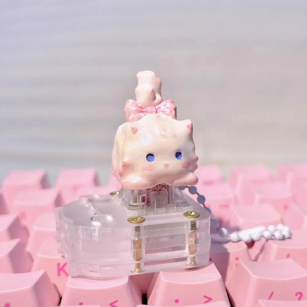 WANI Kitty-cat ArtisanKeycap personalizado lindo tapa de teclado de resina hecha a mano KeyCap para accesorios de teclado mecánico 1U Cherry MX regalo