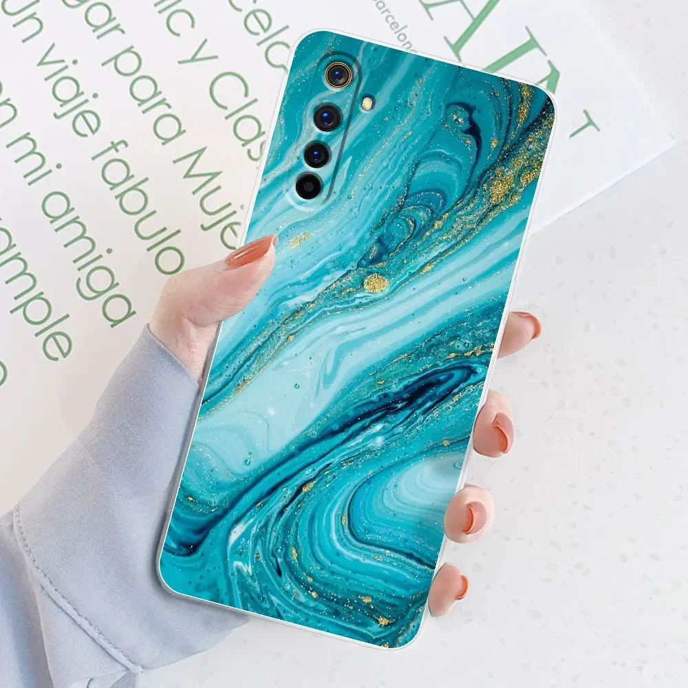 Para Realme 6 Funda Realme 6 Pro acuarela mármol fundas transparentes para Realme 6S Funda para Realme6 i Funda trasera de silicona - imagen 3