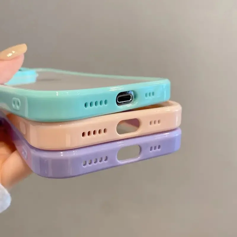Fundas de teléfono de Color caramelo transparente de lujo para For iPhone 15 14 13 12 11 Pro Max, parachoques a prueba de golpes, cubierta trasera protectora, accesorios de teléfono - imagen 4