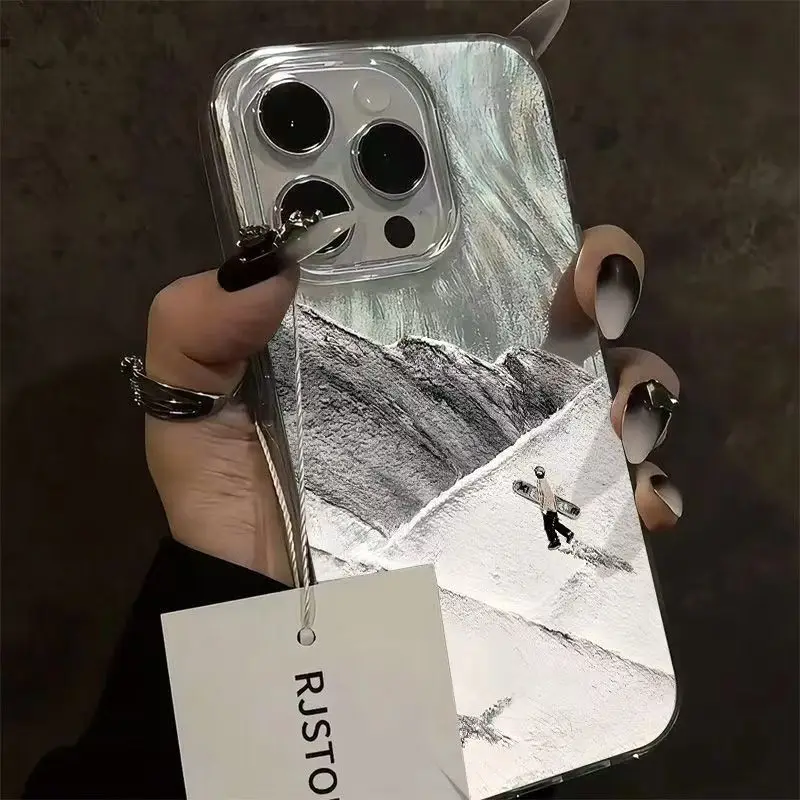 Funda de teléfono con motivo de esquí de montaña creativo para Xiaomi Poco X6 X5 M6 Pro X7 F7 Mi 11 Lite 5G 14T 13T cubierta de parachoques de silicona a prueba de golpes