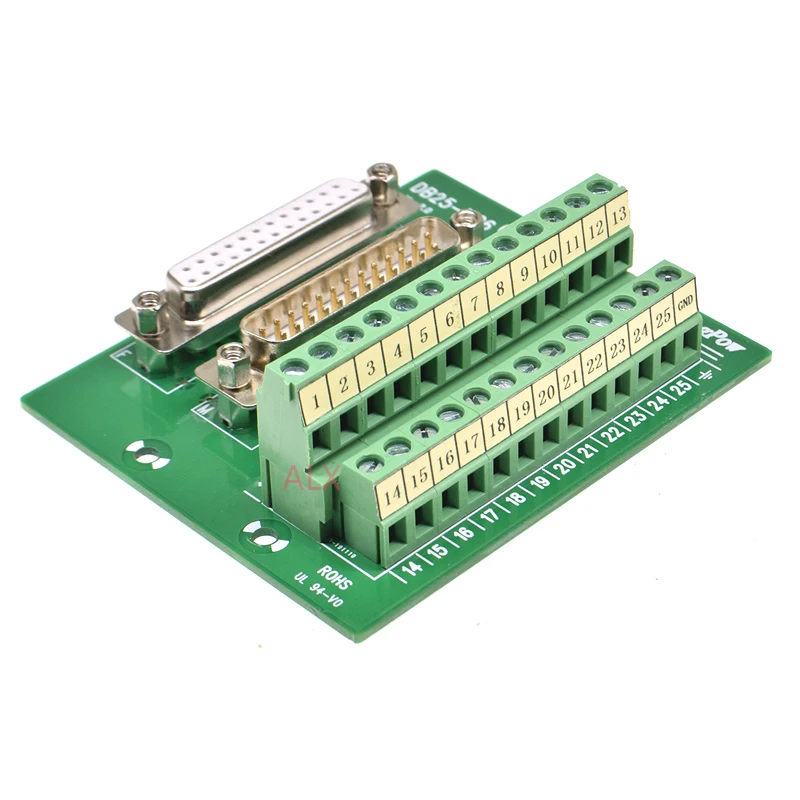 Adaptador de enchufe macho y hembra a bloque de terminales Db25, 1 piezas, placa Pcb, conector d-sub de 25 pines, convertidor de montaje en Riel Din - imagen 4