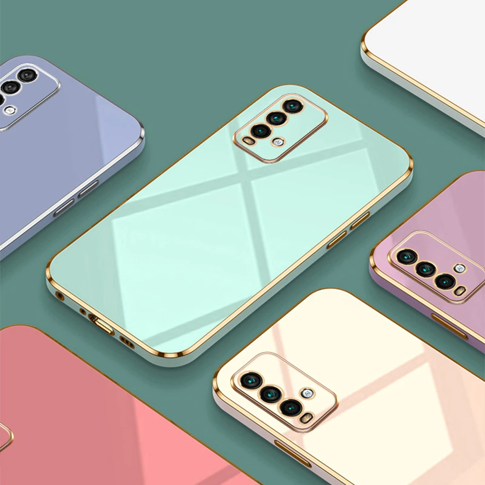 Para Redmi 9T funda de lujo chapada cuadrada Redmi 9T funda de teléfono M2010J19SG M2010J19S a prueba de golpes suave TPU funda trasera de silicona Fundas - imagen 3
