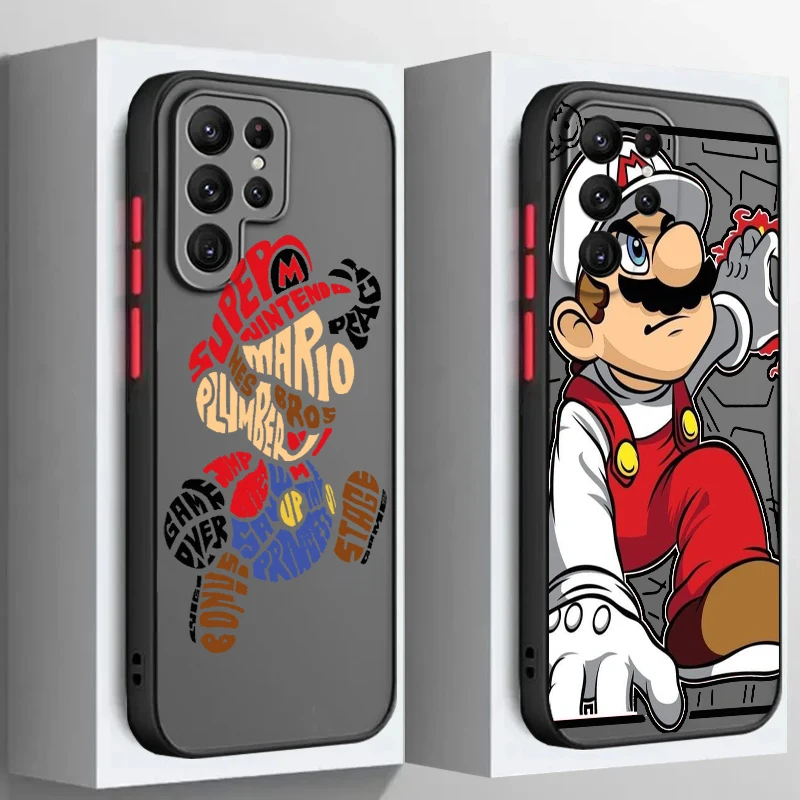 M-mario-funda de teléfono suave translúcida para Samsung Note 20, A35, A03, A54, A31, A22, A34, A14, A24, A04, A55, 5G