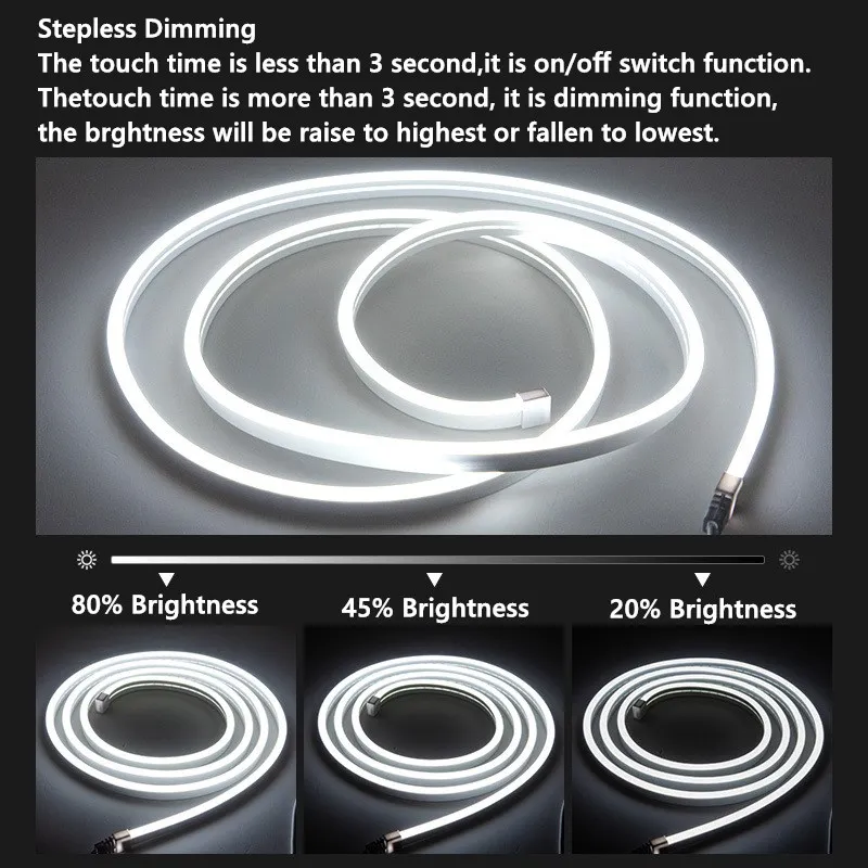 Tira de luces LED con Sensor táctil, cinta de luz de neón regulable, resistente al agua, Flexible, 5V, Lámpara USB para decoración del hogar y habitación - imagen 3