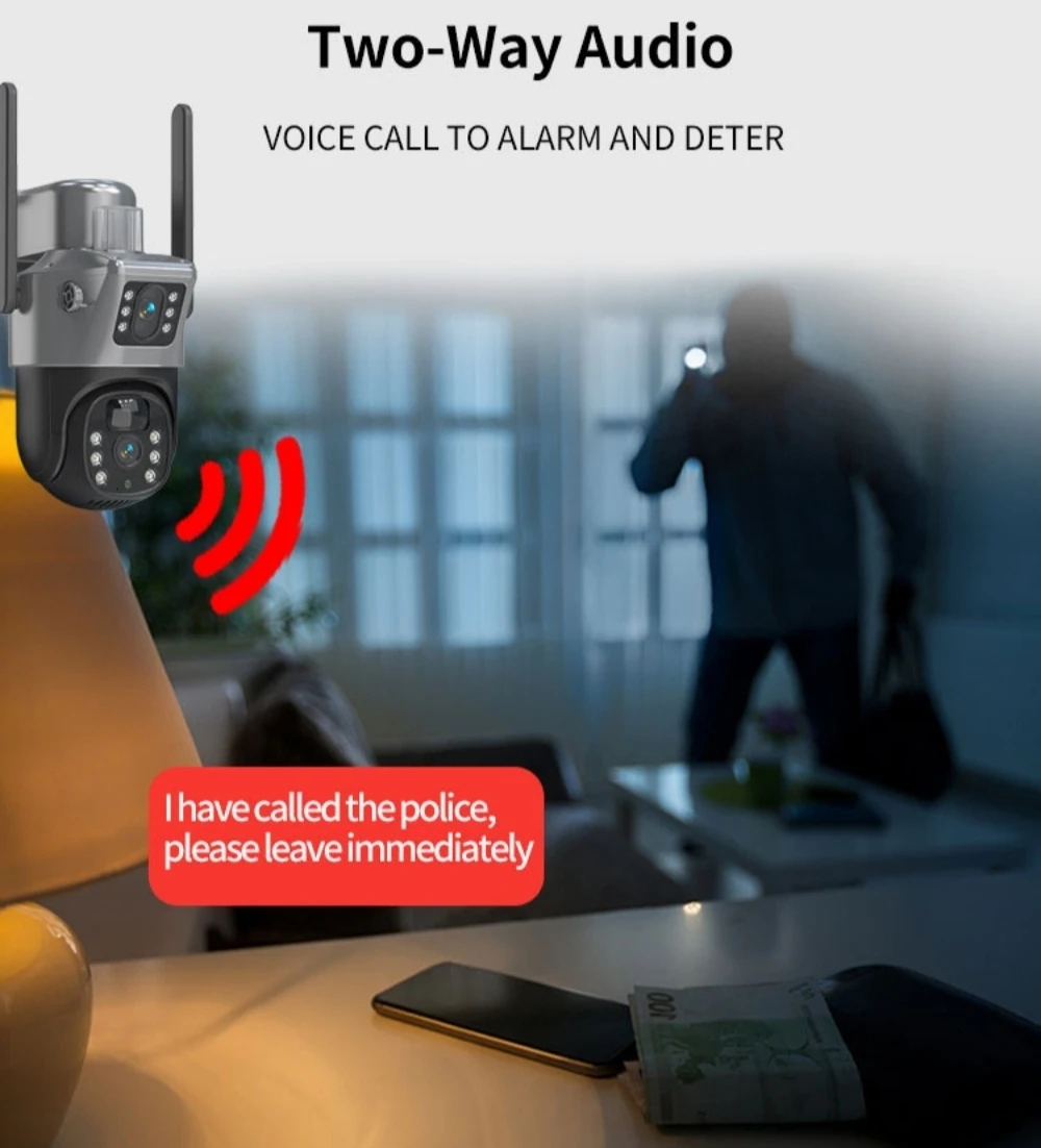 Cámara solar 4G WiFi Cámara de vigilancia exterior Seguridad con panel solar V380 Cámara de doble lente 360° 8MP 4K CCTV Impermeable PIR Visión nocturna Batería grande Seguimiento automático - imagen 4