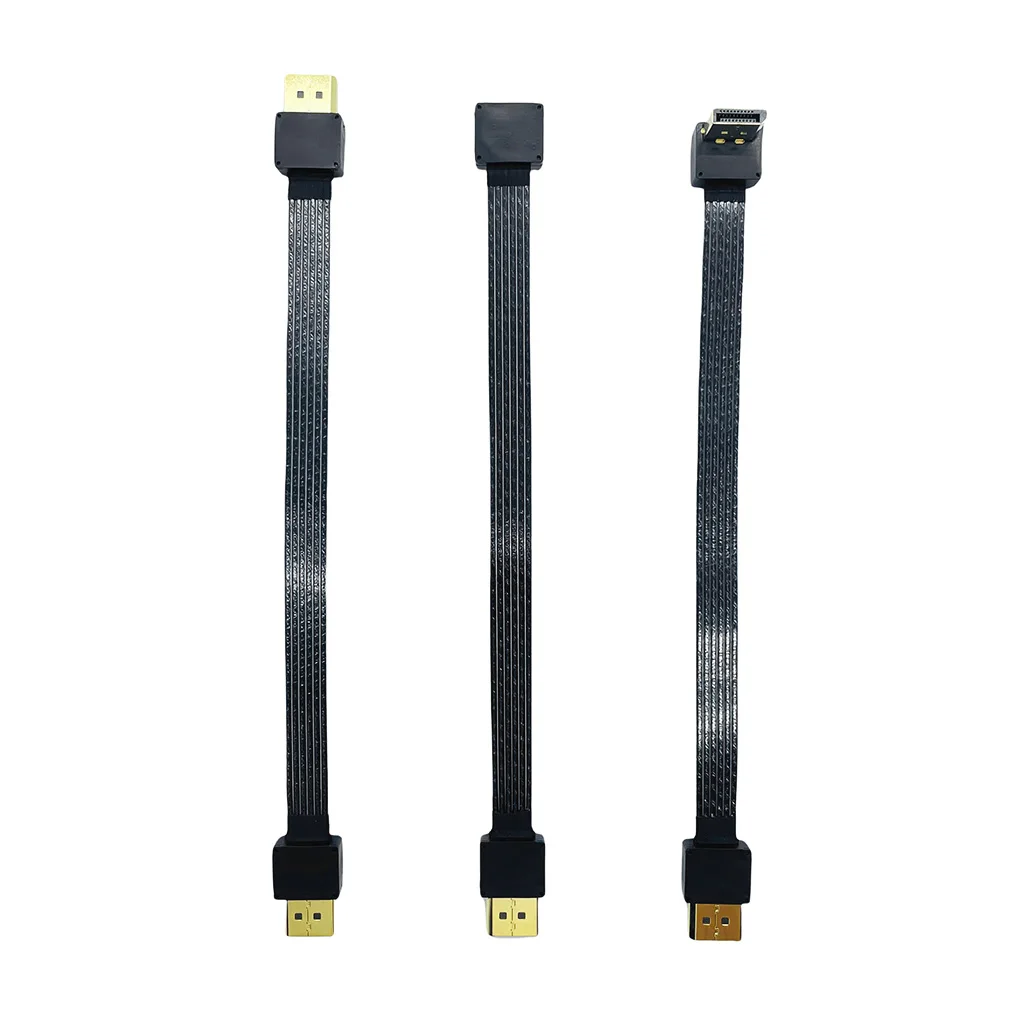 Cable de conexión de vídeo DP1.4 DP2.0 para Monitor de ordenador, Cable de 8K 60Hz / 4K 240hz, cobre plateado, 90 ° de ángulo, HD - imagen 2