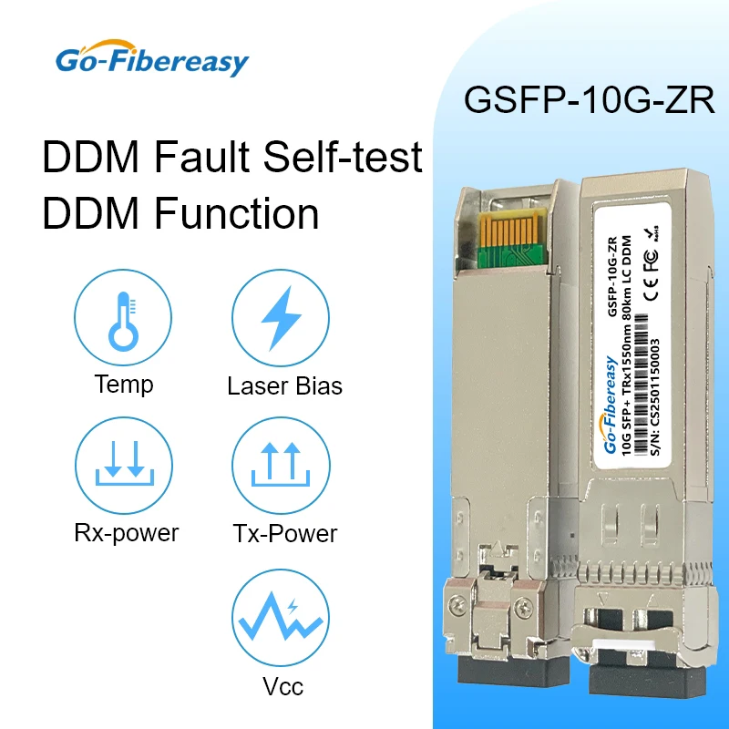 Módulo óptico SFP + 10G SFP-10G-ZR 80km,100km,120km monomodo 1550nm LC Duplex Compatible con Cisco, Mikrotik, interruptor de fibra Ubiquiti - imagen 5