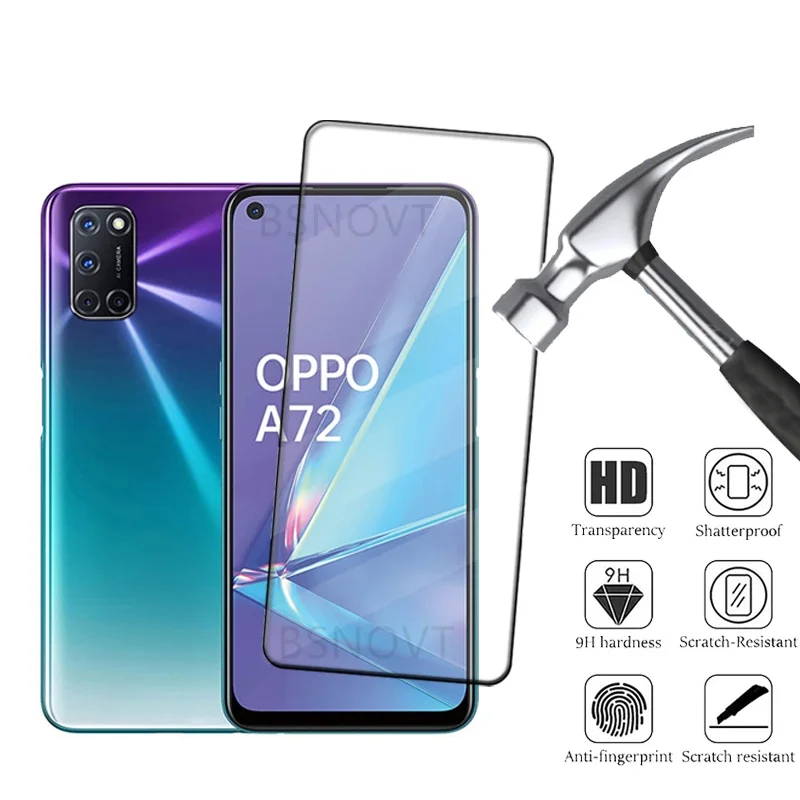 1/2/3/4PCS For OPPO A72 Glass OPPO A72 Tempered Glass Protective Film Full Cover Glue 9H HD Screen Protector OPPO A72 A 72 6.5" - imagen 3