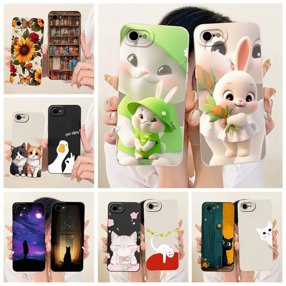 Para Apple iPhone 7 8 Plus funda bonita de dibujos animados de conejo a prueba de golpes suave TPU funda de teléfono para iPhone 8 Plus iPhone7 iPhone8 Fundas