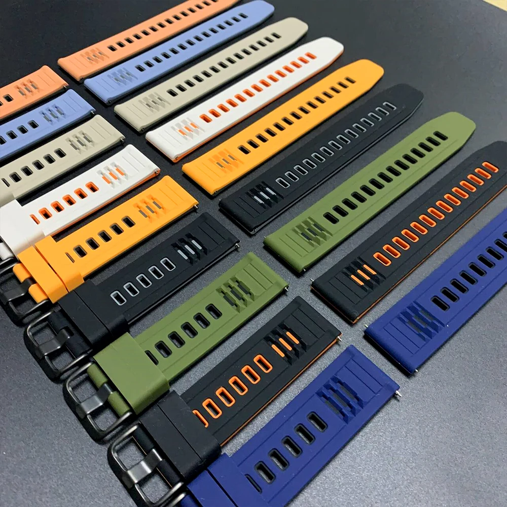 Correa de reloj de 22mm para TicWatch Pro 2021/3 Ultra LTE/GPS, correa de silicona para TicWatch Pro GTW GTH2 GTX S2 E2, pulsera deportiva - imagen 2