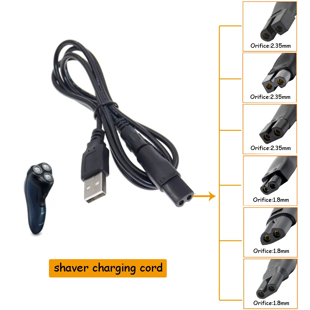 Juego Universal de 7 piezas de cable de alimentación, cargador de repuesto de 5V, Cable adaptador USB adecuado para todo tipo de cortapelos eléctricos - imagen 2