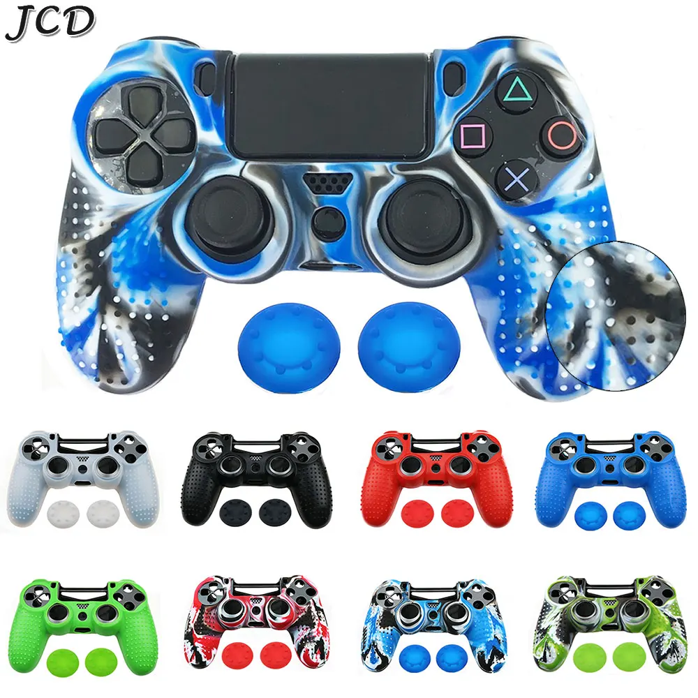 JCD-funda protectora de silicona antideslizante para PS4 Pro, cubierta de goma para controlador Delgado, tapas analógicas 3D para agarre del pulgar