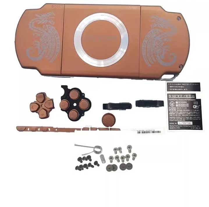 Piezas de reparación para PSP2000, carcasa de repuesto con tema Monster Hunter, carcasa inferior con placa frontal y Kits de botones completos - imagen 2