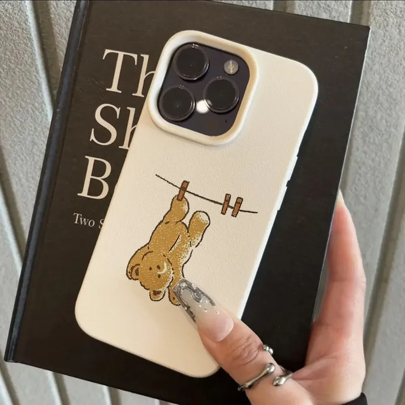 Para iPhone 17 16 15 14 13 12 11 Pro Max funda con diseño de oso de peluche para iPhone XS XR X 16E 16 Plus 17 Fundas suaves de aire - imagen 3