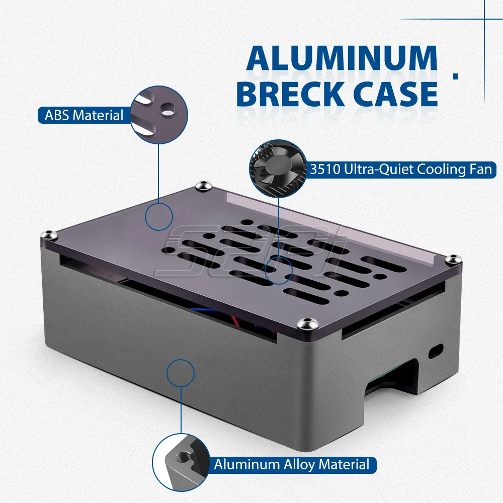 Carcasa de aluminio 52Pi Raspberry Pi 4 Modelo B, carcasa de ladrillo negra con velocidad ajustable, ventilador de refrigeración silencioso 3510 para RPI 4B - imagen 4