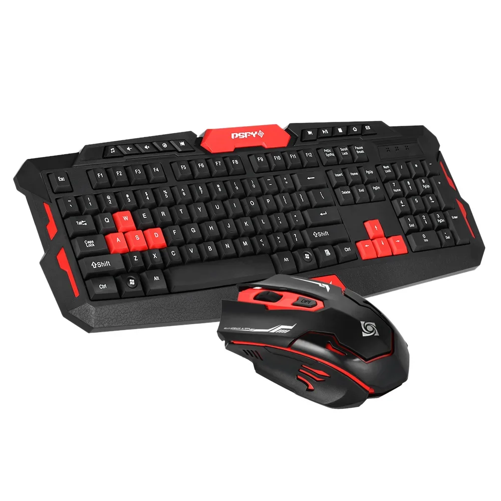 Teclado inalámbrico de 2,4 GHz para videojuegos, Combo de ratón, 19 teclas, Anti-ghosting, ratón DPI ajustable, adaptador receptor USB, alfombrilla para ratón