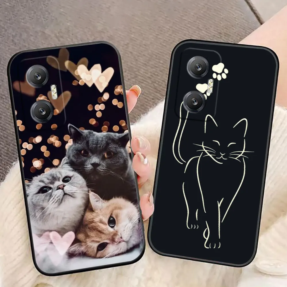 Funda de teléfono con foto personalizada de arte lineal de gato divertido para Infinix HOT 10 10I 10S 11 11S 12 12I 20I 20S 30I 20 ZERO X 20 30 40 TPU - imagen 2