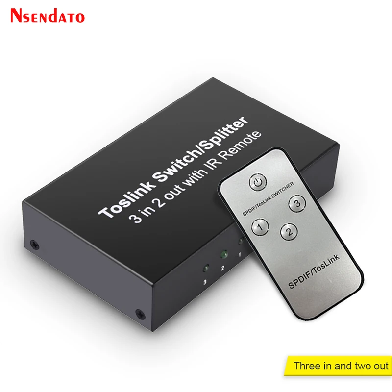 Conmutador de Audio óptico Spdif Toslink 3 en 2 salidas, interruptor óptico Digital 3X2, interruptores extensores divisores para Monitor DVD HDTV PS4 - imagen 2