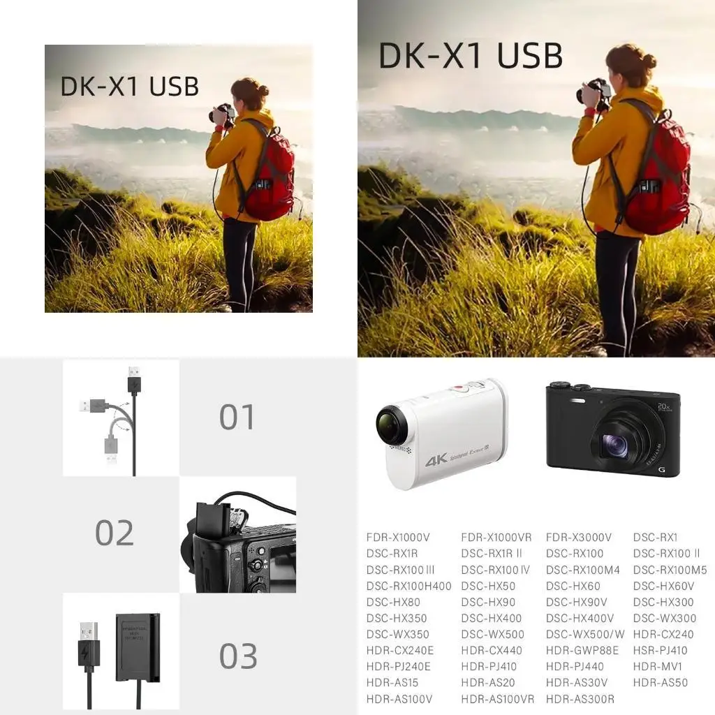 batería ficticia Y1UB USB a admite múltiples dispositivos para ZV1 AS100V