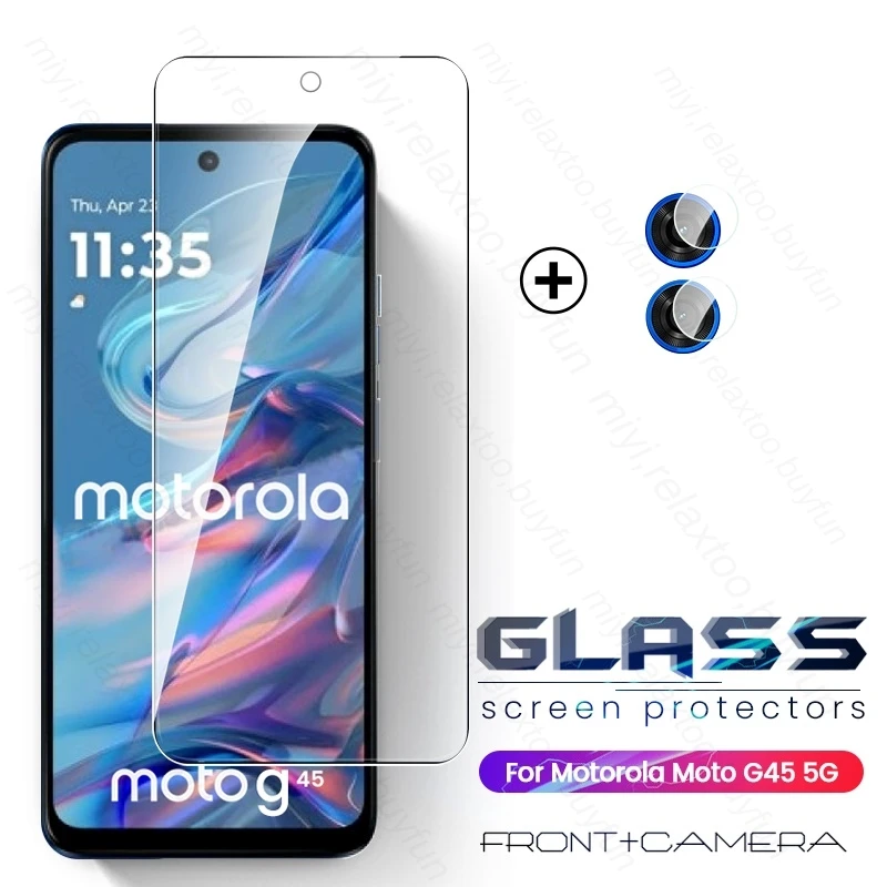 Protector de pantalla de vidrio templado 2To1 9H para Motorola Moto G45 MotoG45 G 45 45G 5G, vidrio Protector de cámara en Moto Rola G-45 2024