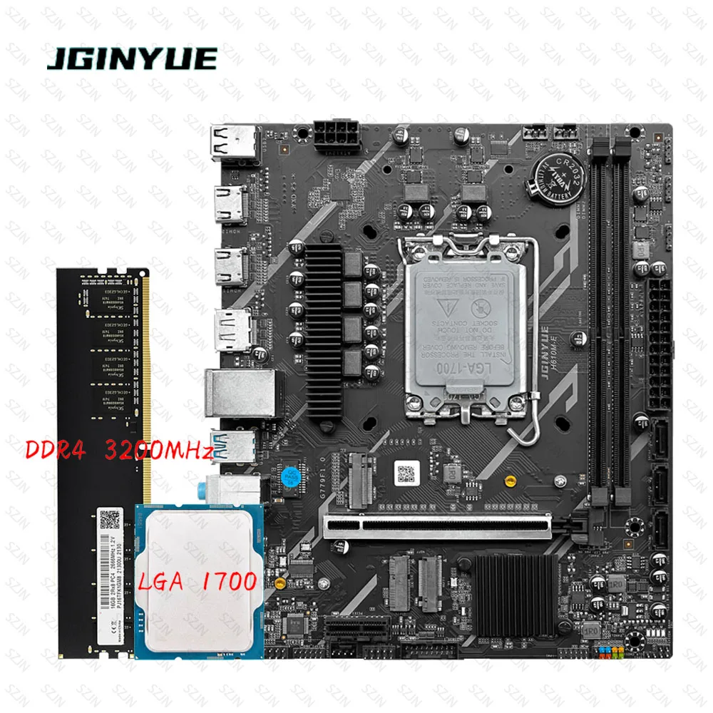 JGINYUE H610 juego de placa base LGA1700 compatible con 12/13/14th Core DDR4 memoria Dual MAX 64GB 2x M2 NVME Combo de escritorio para juegos