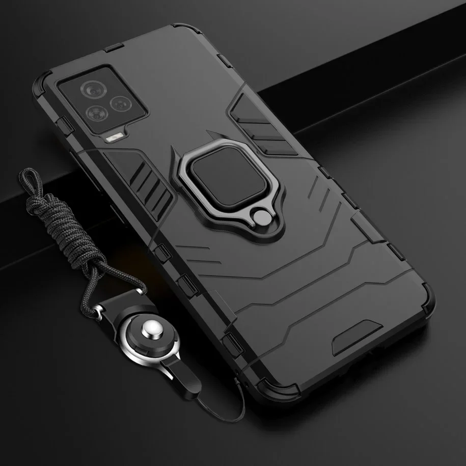 Funda híbrida con tira para VIVO IQOO 7, carcasa para IQOO U3 5 Pro, protector de teléfono con soporte para VIVO X60 Pro Y52S Y20 V20 Y73S S7 - imagen 2