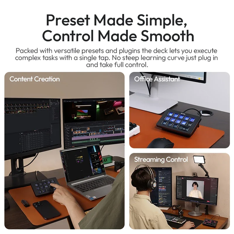 Consola de producción Ulanzi D200H, controlador de estudio, 13 teclas LCD para creación de contenido de Vlog, edición de vídeo y fotografía, plataforma de transmisión de oficina - imagen 5