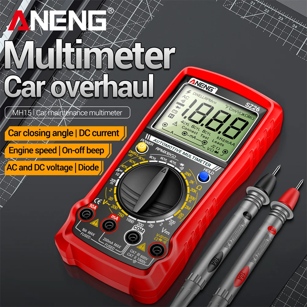 ANENG SZ26 1999 multímetro inteligente de recuento corriente CC voltaje CA/CC alta precisión revisión de coche multímetro probador de resistencia de diodo - imagen 2