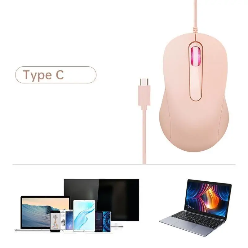 Y1UB Ratón portátil tipo C Ratones USB C 3 botones Ratón ergonómico para juegos 1000 para PC con computadora y C - imagen 2