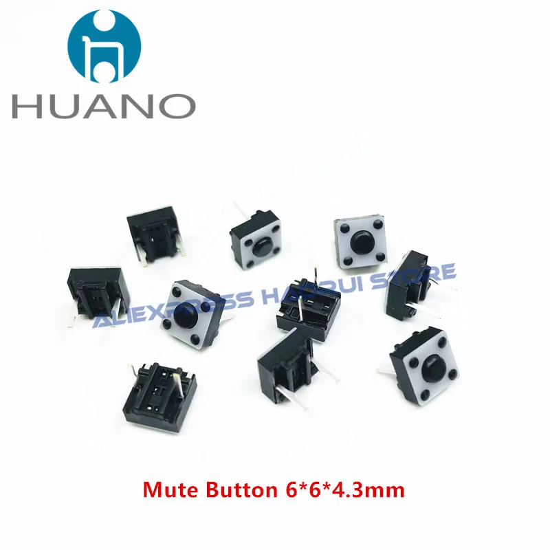 10 ~ 100 Uds HUANO Micro interruptor silencioso 6*6*4,3mm interruptor silencioso inalámbrico/con cable botón del ratón microinterruptor 6X6X4,3 interruptores silenciosos