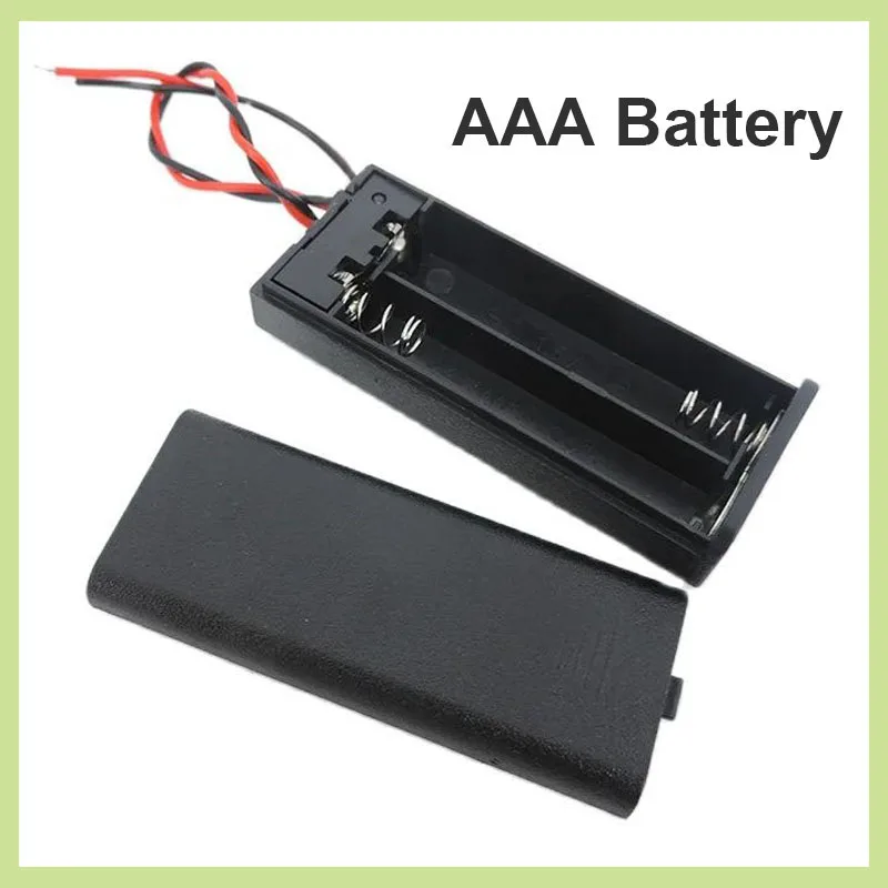 Caja de soporte para batería AAA de 2 ranuras, 4,5 V, 2x1,5 v, cables de CC de 2 pines, cubierta de interruptor de encendido/apagado, contenedor de batería estándar diy - imagen 2