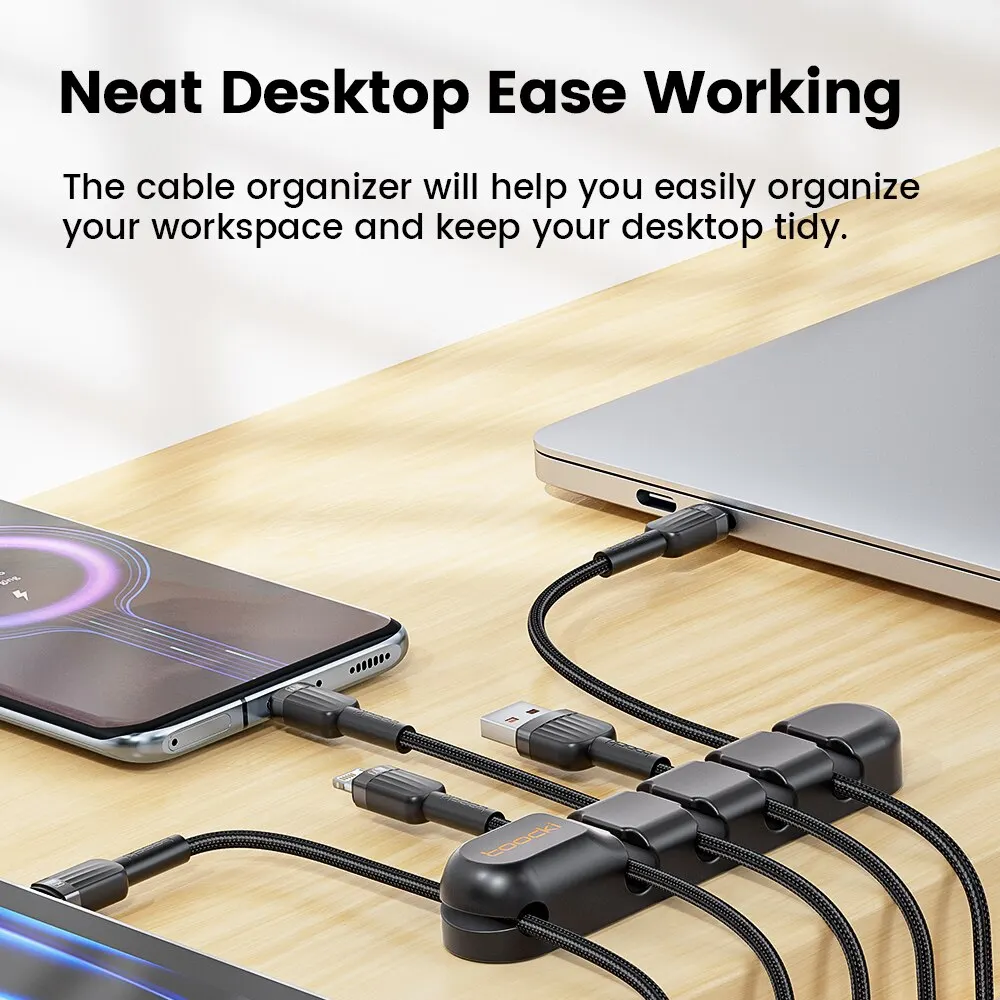 Toocki organizador de cables, soporte de 7 orificios, Clip enrollador de escritorio USB Flexible para ratón, teclado, Cable USB tipo C - imagen 2