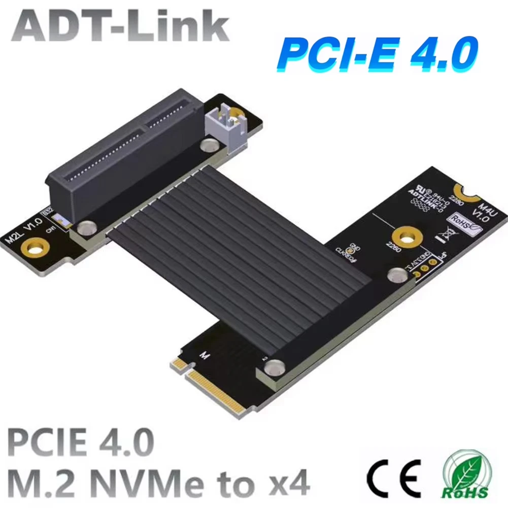 Cable elevador adt-link PCIe 4,0 M.2 NVMe a x4, adaptador de llave GPU 2280 M, LAN, GPU, tarjeta de captura - imagen 2