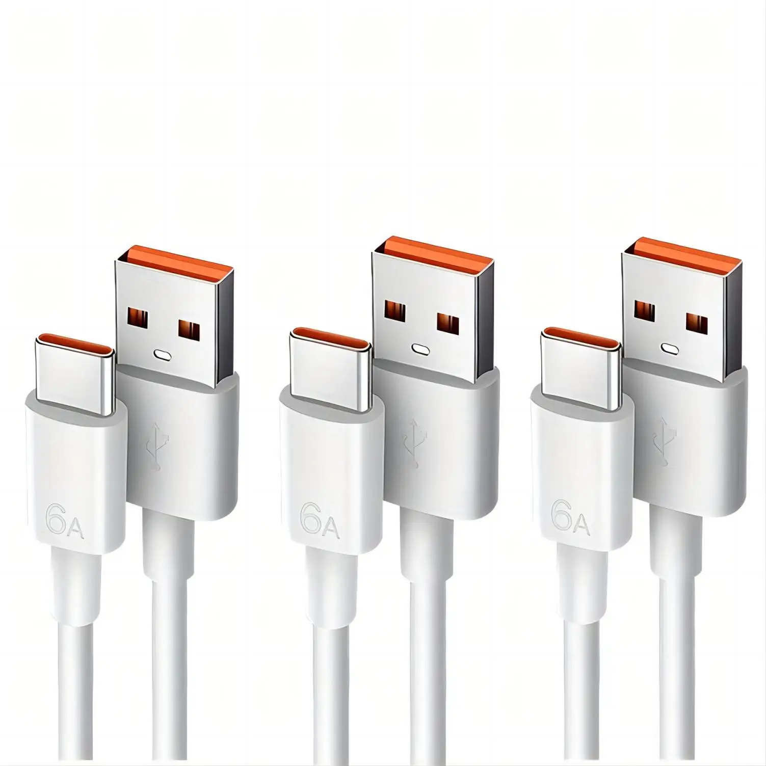 Cable de carga rápida USB A tipo C para teléfono, tableta, PC, paquete de 3, 1M/3 pies