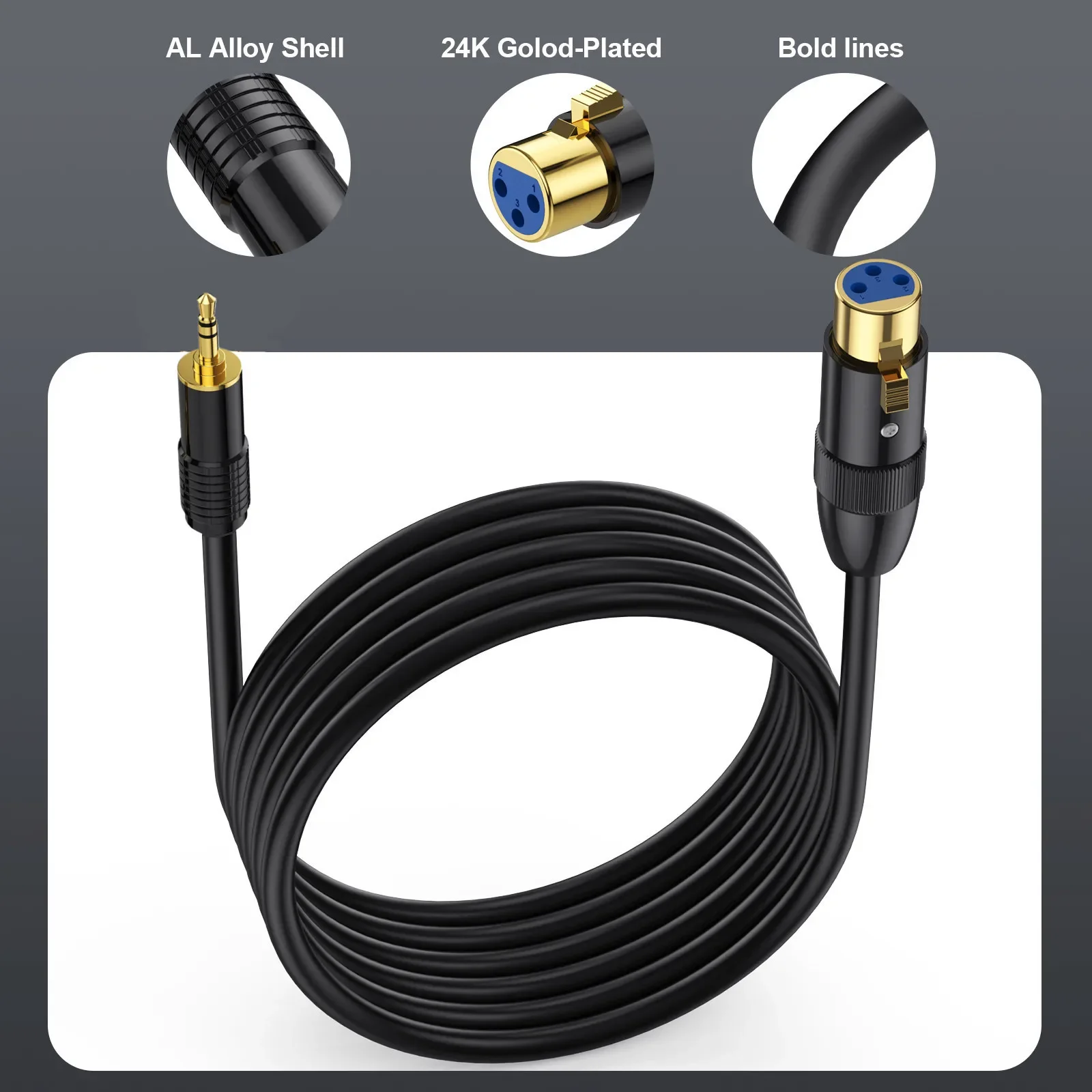 Cable estéreo macho a XLR hembra de 3,5mm, XLR hembra a Mini conector estéreo de 1/8 pulgadas, Cable de micrófono auxiliar para teléfono móvil - imagen 4