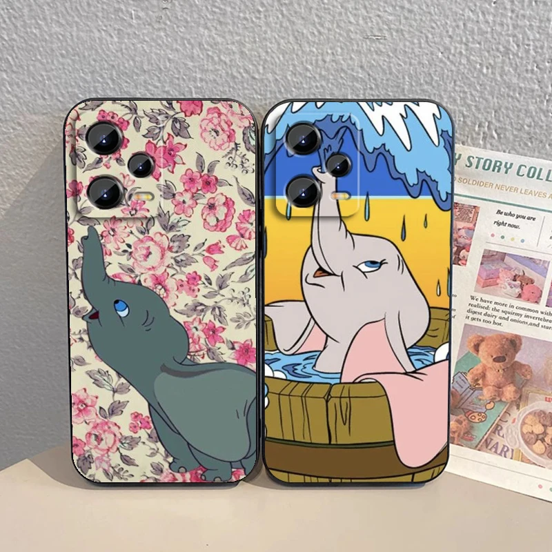 Disney Dumbo funda trasera negra para Xiaomi Redmi Note 13 12R 12 12S Turbo 11 11T 11S 10 10S Pro Plus 5G - imagen 3