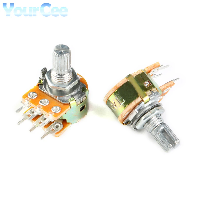 Pies doblados de potenciómetro lineal WH148, 5 uds., con interruptor B1K 2K 5K 10K 20K 50K 100K 500K 1M 250K 15mm, eje, arandelas de tuercas de 3/6 pines - imagen 5