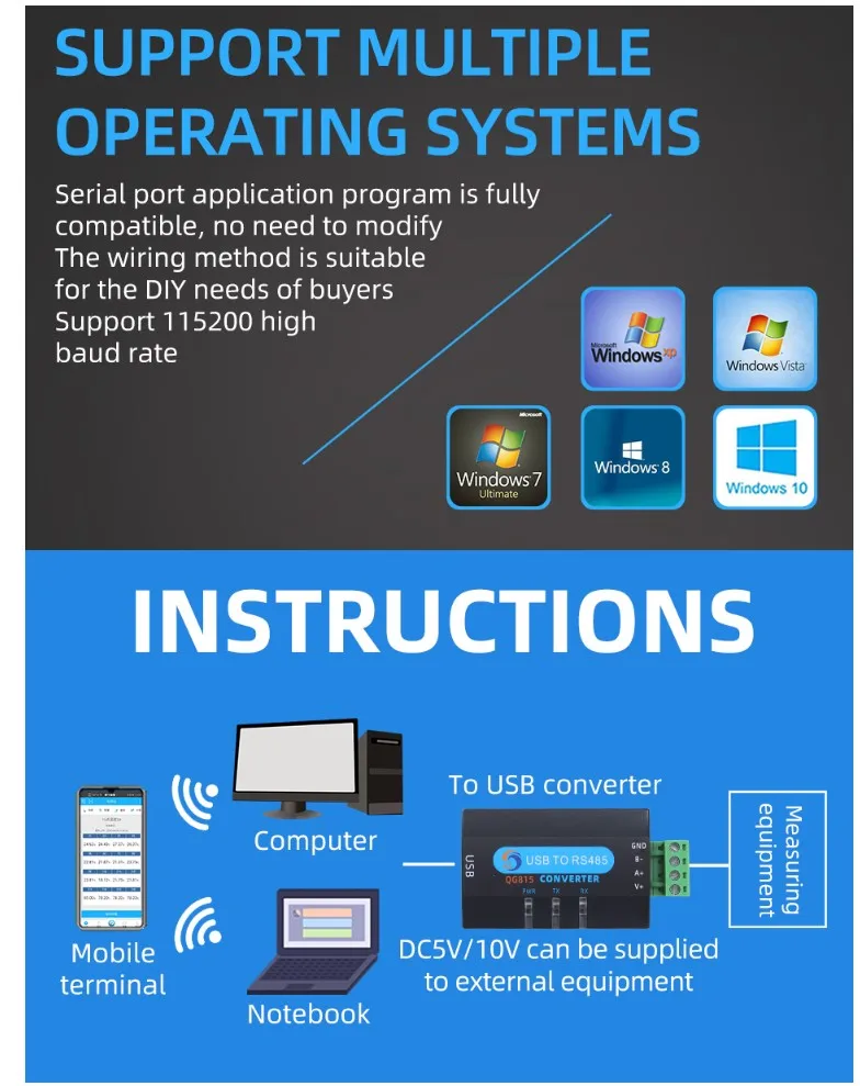 CABLE convertidor serie VCC, adaptador aislado USB a RS485, CH340, 5v, 12V - imagen 5