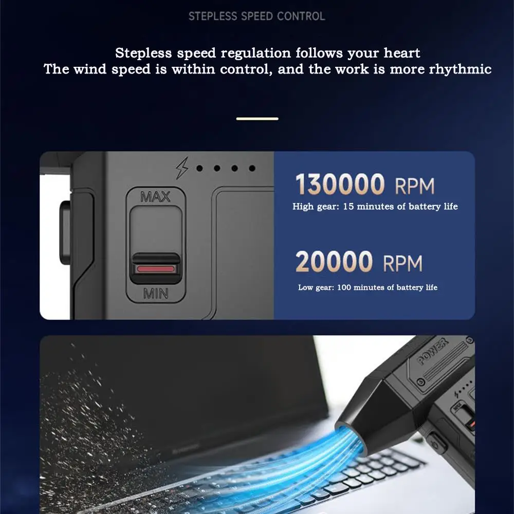 Nuevo Turbofan violento de 130000RPM, luz LED, ventilador de Motor sin escobillas de alta velocidad, regulación de velocidad infinita, herramienta de limpieza de ventilador violento, regalo - imagen 4
