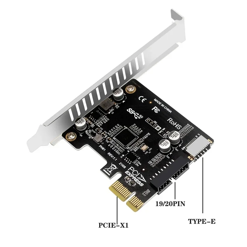 Tarjeta PCI Express Tarjeta de expansión tipo E PCI-E a USB3.0 (19/20 pines) Tarjeta adaptadora convertidora de 5 GBPS Panel frontal tipo E tipo C - imagen 2