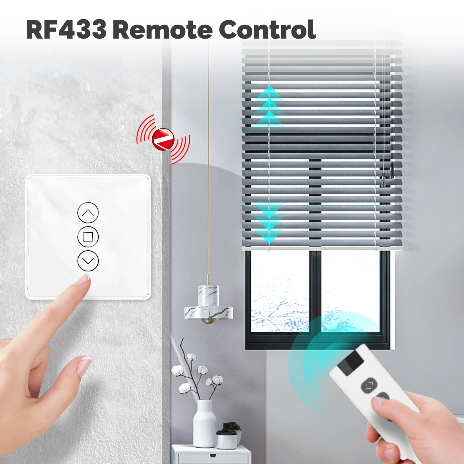 MOES Tuya ZigBee interruptor de cortina inteligente 2.5D soporte RF433 Arco Panel táctil de vidrio aplicación remota Control funciona con Alexa Google Home - imagen 3