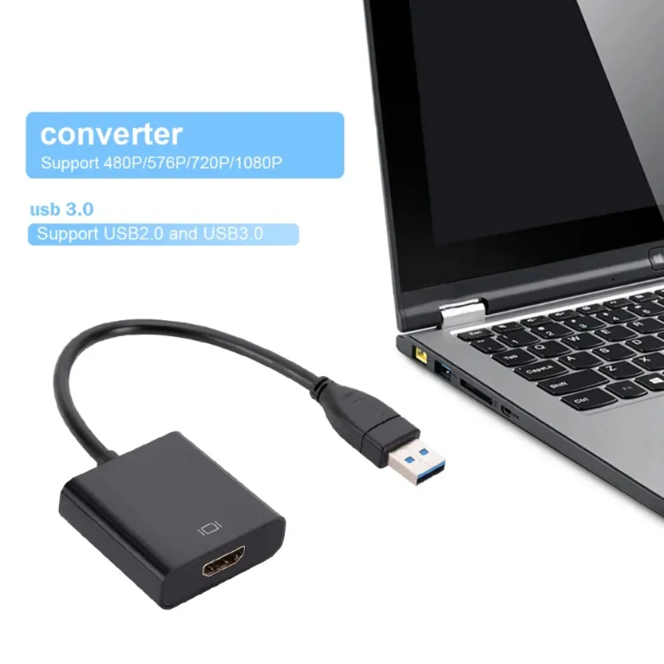 GRWIBEOU-Adaptador USB 3,0 a HDMI, 1080P, convertidor de Cable portátil USB 3,0 a HDMI para proyector, HDTV, PC, portátil, Windows - imagen 5