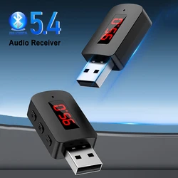 Dongle USB Bluetooth 5.4 Audio Manos Libres Coche con Micrófono LED