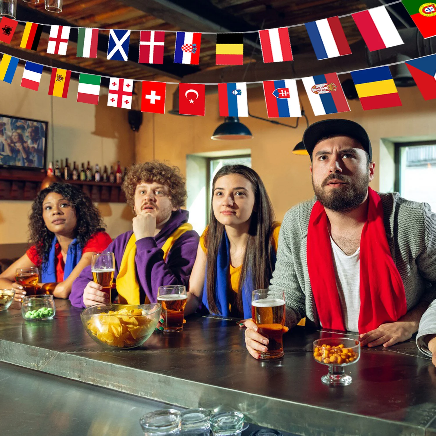 Banderines de tela para decoración de jardín, Bar, restaurante y fiesta, 24 equipos europeos participantes, campeonato de fútbol europeo - imagen 5