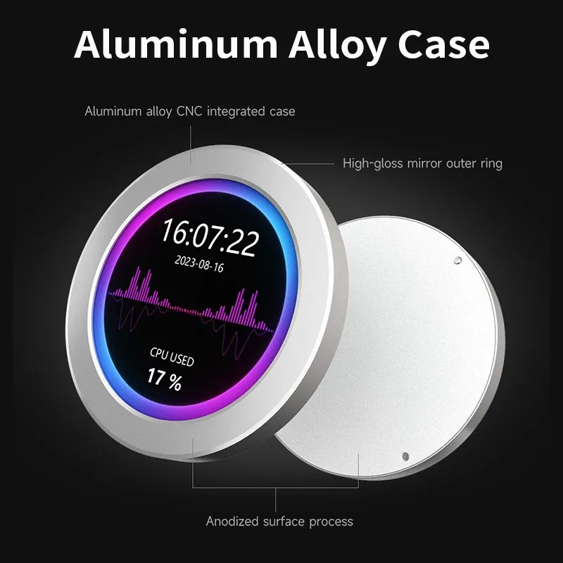 Pantalla de enfriador de agua USB de 2,8/2,1 pulgadas, pantalla secundaria de 480x480 con función de análisis de espectro de música, CPU, RAM, monitoreo de GPU - imagen 5
