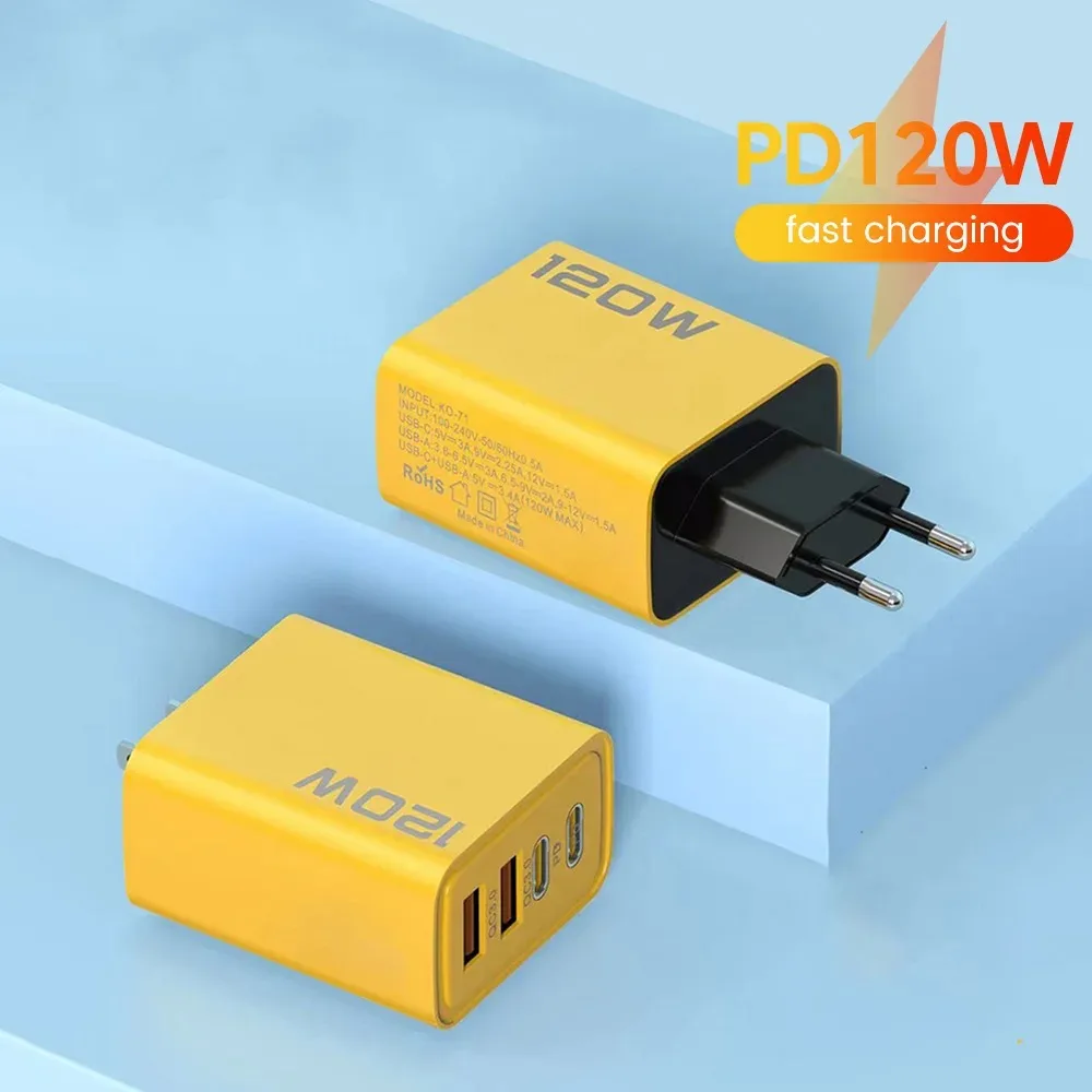 PD 120W 4 puertos USB C cargador súper rápido USB adaptador de carga rápida 3,0 para Xiaomi iPhone 13 14 15 pro Samsung enchufe UE/EE. UU. - imagen 2