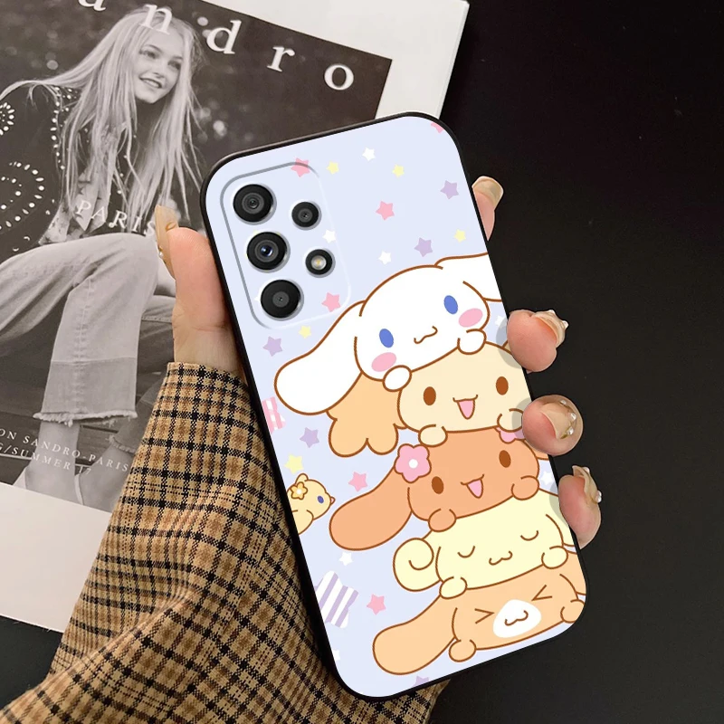 Sanrio Cinnamoroll Pochacco para Samsung, A53, A52, A33, A32, A51, A71, A21S, A13, A73, A55, A22, A23, A35, A72, A54, A12, 5G, negro suave - imagen 2
