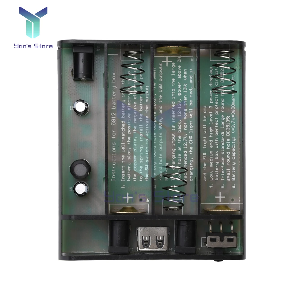 Kit gratuito de soldadura de batería de litio UPS de 5V, 9V, 12V, caja de batería sin soldadura 18650 de 3 bits para enrutador, caja de fuente de alimentación de módem óptico