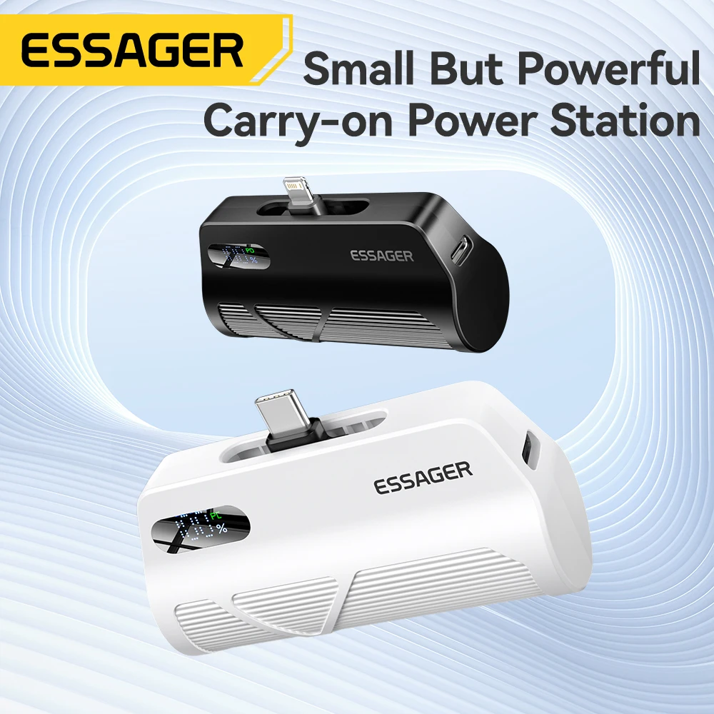 Essager Mini Capsule Power Bank enchufe incorporado batería externa de carga rápida portátil PowerBank para iphone 16 15 14 13Pro Huawei - imagen 5
